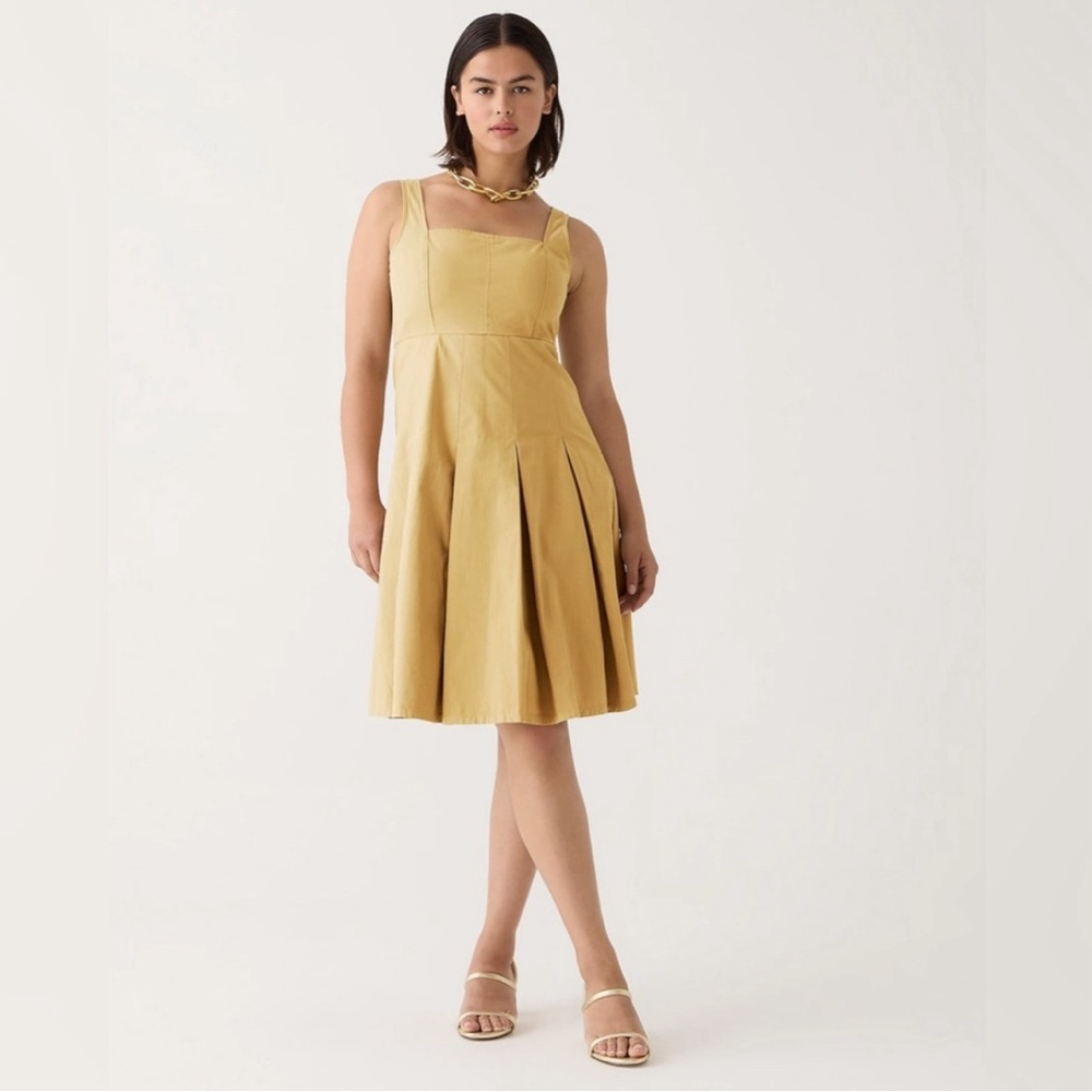 Pleated A-line chino dress